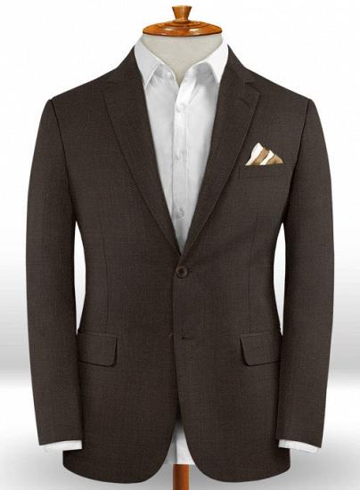 Dark brown wool notched lapel casual suit | two-piece suit_2
