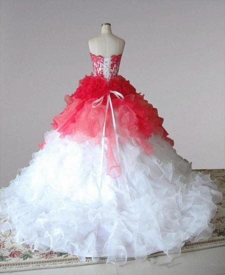 Red and White Quincenera Dresses Lace Sweet 16 Stage Decoration for Pageant Dress_3