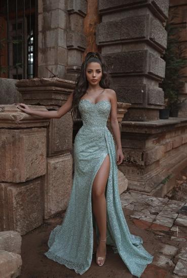 Beautiful Shining Crystal Sweetheart Sleeveless Prom Dresses With Split | A Line Evening Gowns_1