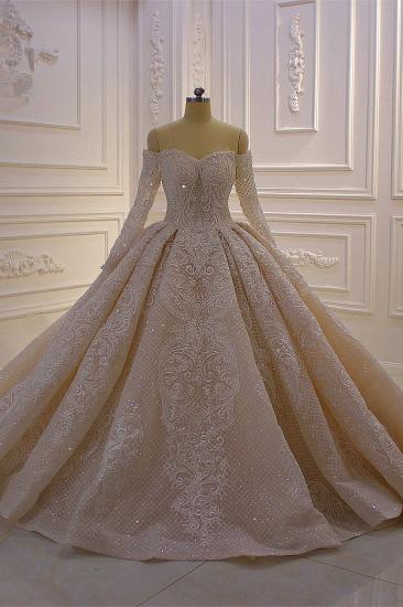 Long Sleeves Ball Gown Off-the-shoulder Sequins Wedding Dress