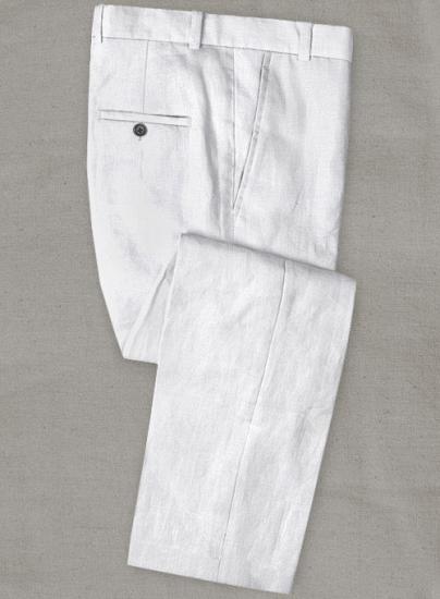 Low-key fashion white linen suit suit_3