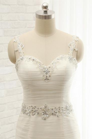 TsClothzone Unique Ivory Straps Mermaid Wedding Dresses Tulle Ruffles Sequins Bridal Gowns Online_5