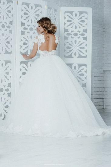 Beautiful A-Line Tulle Lace Ball Gown Wedding Dress Short Sleeve Popular Plus Size Bridal Gown_3