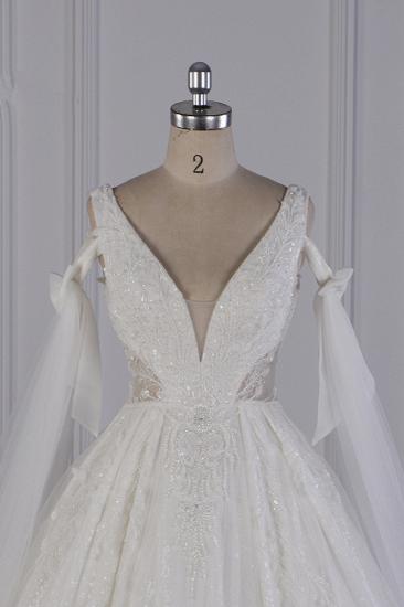 TsClothzone Luxus-Hochzeitskleid mit V-Ausschnitt, Tüll, ärmellos, Pailletten, Brautkleider im Angebot_5