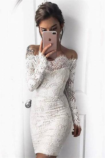 Simple White Long-Sleeve Mermaid Short Cocktail Party Dresses