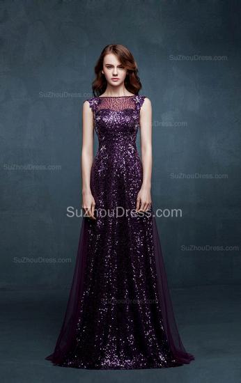 Unique Crystal Purple Sequined Long Evening Dress Floor Length Designer Sexy Prom Special Occassion Dresses_2