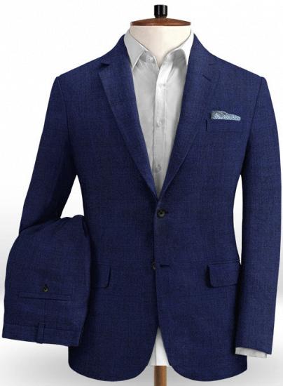 Blue linen suit notched lapel suit | two-piece suit_1