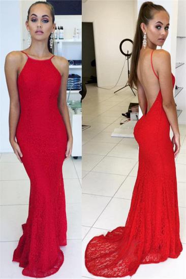Sexy rotes rückenfreies Abendkleid 2022 Einfache Spitzenabendkleider