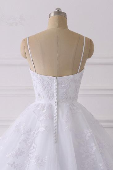 TsClothzone Glamorous Spaghetti Straps V-Neck Tulle Wedding Dress Ball Gown Ruffles Appliques Bridal Gowns Online_6