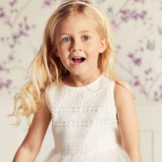 Cute Lace Princess Summer Flower Girl Dresses | White Ankle length Little Girls Pageant Dresses_3
