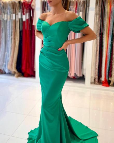 Stunning Off-the-Shoulder Satin Mermaid Evening Gown_3