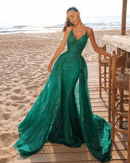 Mermaid Prom Party Dress V-Neck Sequined Evening Gowns Sweep/Trumpet Train_2
