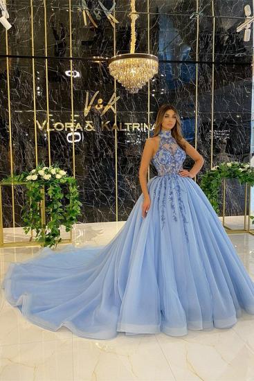 Elegant evening dresses long blue | Prom dresses with glitter_1