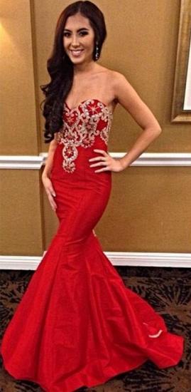 Bright Red Sweetheart 2022 Prom Dresses Mermaid Strapless Popular New Evening Dress_2