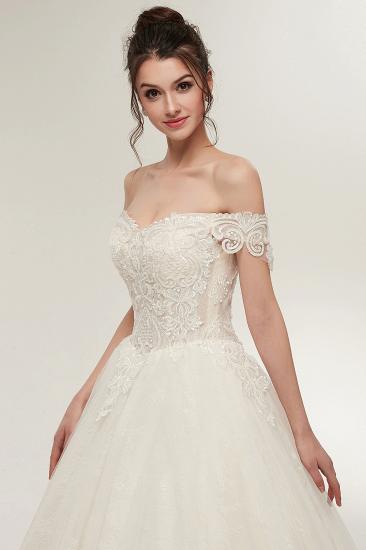 ZOLA | A-line Off-shoulder Sweetheart Floor Length Lace Appliques Wedding Dresses with Lace-up_11