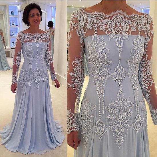 Elegant A-line Lace Long-Sleeve Mother-the-bride Dress_2