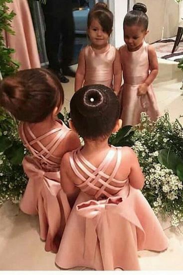 Elegant Pink Long Flower Girl Dresses with Criss-Cross Back | Sleeveless cute Little Girls Dress with Bowknot_1