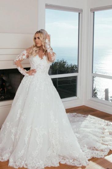 Beautiful wedding dresses lace | Wedding dresses A line with sleeves_3