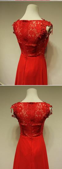 Red Elegant Lace 2022 Evening Dresses Sweep Train Zipper Beading Prom Gowns_4