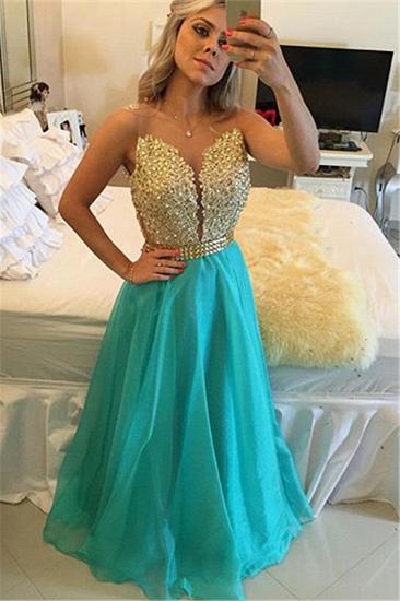 Latest A-Line Crystal Evening Gown Sleeveless Floor Length Prom Dress_2