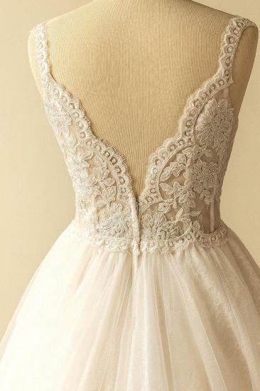 Gorgeous Straps Sleeveless Tulle Wedding Dress | A-line Appliques Lace Bridal Gowns_5