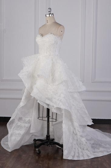 TsClothzone Chic Hi-Lo Strapless Tulle Wedding Dress Appliques Sleeveless Bridal Gowns Online_4