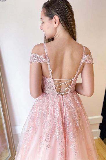 A-Line Off Shoulder Sweetheart Spaghetti Strap Tulle Prom Dress｜Floral Lace Prom Dress_2