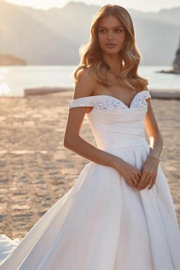 Gorgeous A Line Wedding Dresses | Satin Wedding Dresses With Glitter_3