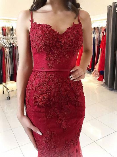 Red Lace Appliques Prom Dress | Mermaid Formal Dress_5