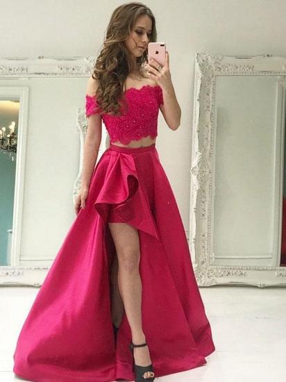 Chic Beading Two-Piece Prom Dresses | Lace Off-the-Shoulder Hi-Lo Party Dresses_2