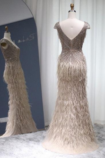 Luxuriöses Meerjungfrau-Abendkleid mit V-Ausschnitt für Damen, glitzernde Perlen, Flügelärmel, Quasten, lange Hochzeits-Party-Kleider_5