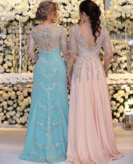 Charming Long Sleeve Lace Prom Dress | Front Split Prom Dress Mother of Bride Dress_2