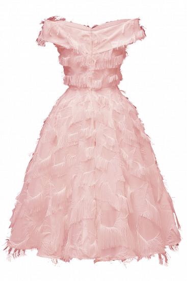 Sexy off-the-shoulder Artifical Feather Princess Vintage Homecoming Dresses | Womens Retro A-line Pink Cocktail Dress_8