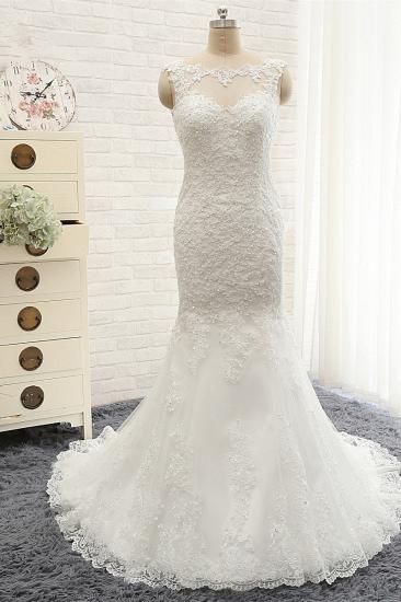 TsClothzone Gorgeous Sleeveless Appliques Beadings Wedding Dress Jewel Tulle White Bridal Gowns On Sale_1