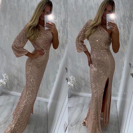 Sparkly Sexy One Shoulder Mermaid Sequins Prom Dress Eveing Party Dress_2
