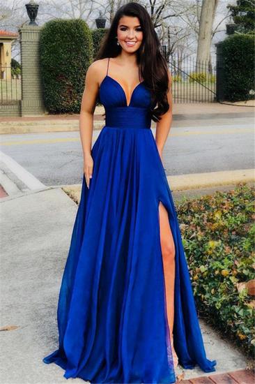 Schlichtes Abendkleid Blau | Abiballkleider Günstig Online Kaufen