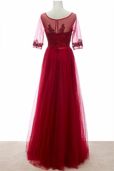 Ruby Half Sleeve Sheer Tulle 2022 Prom Dresses Lace Long Evening Dress 2022_3