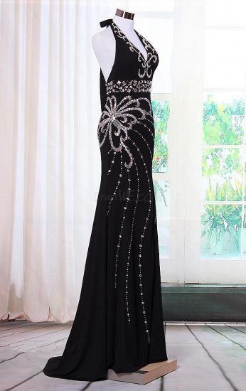 Black Crystal Halter 2022 Evening Dress Lace-Up Popular Long Gowns with Beadings_3