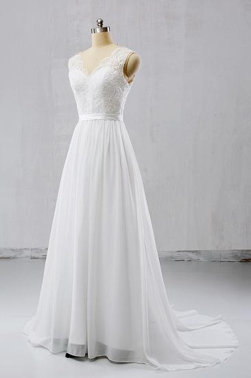 Elegante Träger Ärmelloses Chiffon-Hochzeitskleid | Weiße Brautkleider in A-Linie