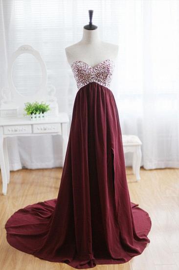 Maroon Prom Dress 2022 Sweetheart Beads Wine Red Evening Gown with Long Train