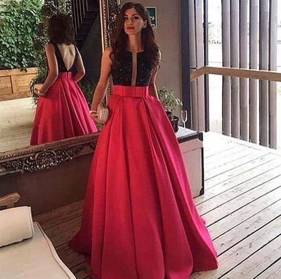 Elegant Scoop Neckline Sleeveless Black-red Prom Dress Evening Party Gowns 2022_2