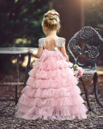 Schöne rosa Tüll Blumenmädchenkleider billig | Günstige Blumen süße Mädchen Festzug Kleider 2022_3