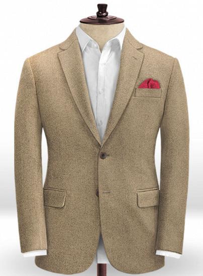 Hellbrauner Tweed-Anzug mit fallendem Revers ｜ zweiteiliger Anzug_2
