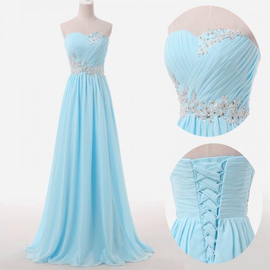 Baby Blue Chiffon Sweetheart Long Prom Dress Beads Lace-up Cheap Evening Dress_2