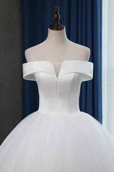 TsClothzone Glamorous Off-the-shoulder A-line Tulle Wedding Dresses White Ruffles Bridal Gowns On Sale_6