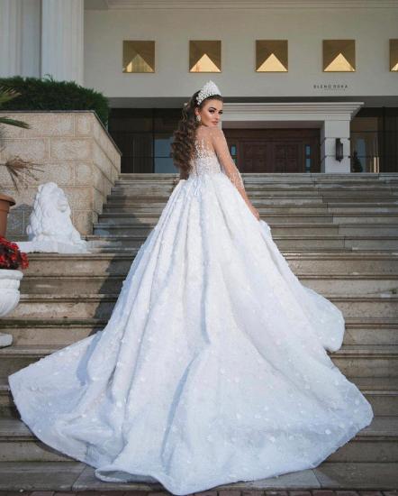 Gorgeous Sweeteart half Sleeves Beads Ball Gown Wedding Dress_2