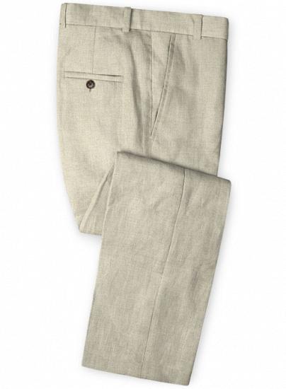 beige linen 2 Button Slim Fit Business Suit_4