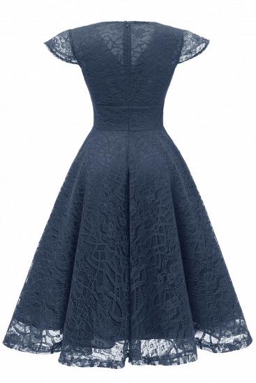 Retro Lace Cap Sleeves Dress Elegant Cocktail Party V-neck A Line Vintage Dress_16