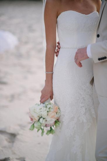 Spitze-Hochzeitskleider 2022 für Sommer-Strand-Meerjungfrau-trägerloses elegantes Brautkleid_4