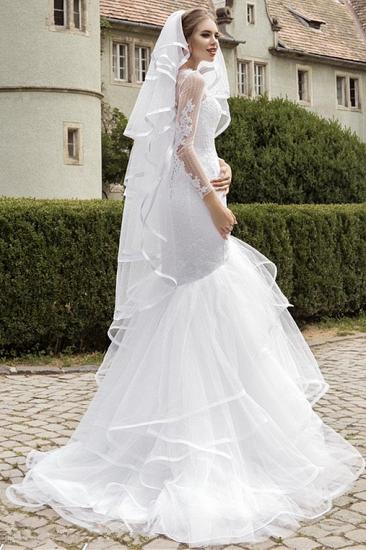 Sexy Organza Lace Appliques Wedding Dress Mermaid Long Sleeve 2022 Bridal Gowns_4